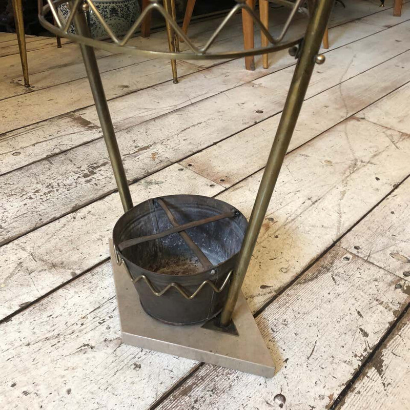 Mid-Century Brass and Marble Umbrella Stand 1950s