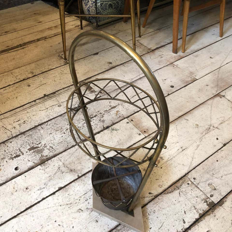 Mid-Century Brass and Marble Umbrella Stand 1950s