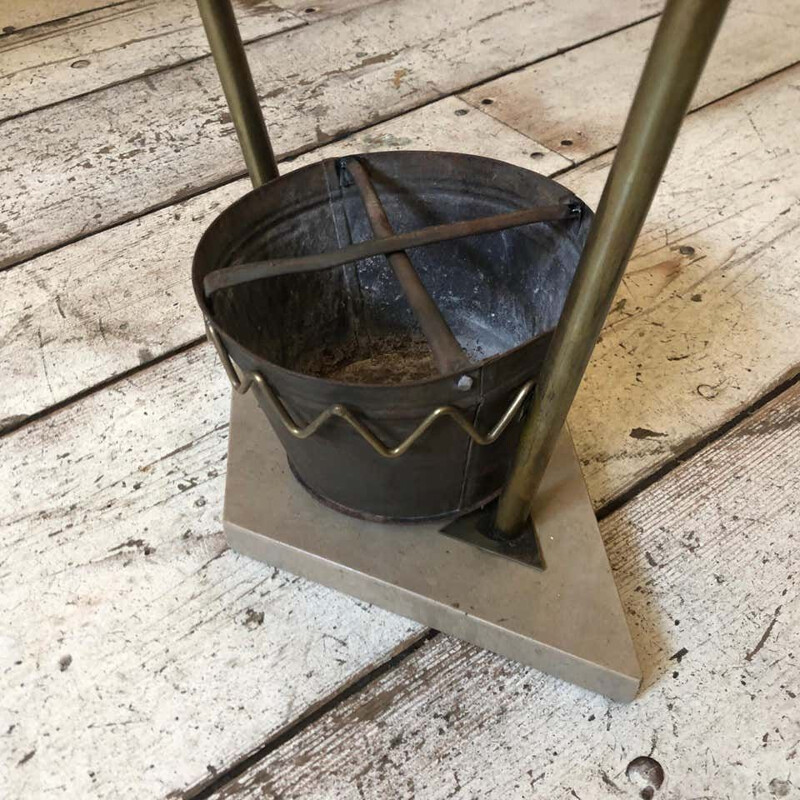 Mid-Century Brass and Marble Umbrella Stand 1950s