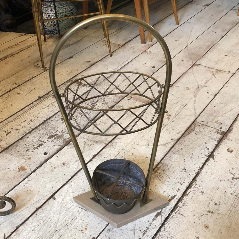 Mid-Century Brass and Marble Umbrella Stand 1950s