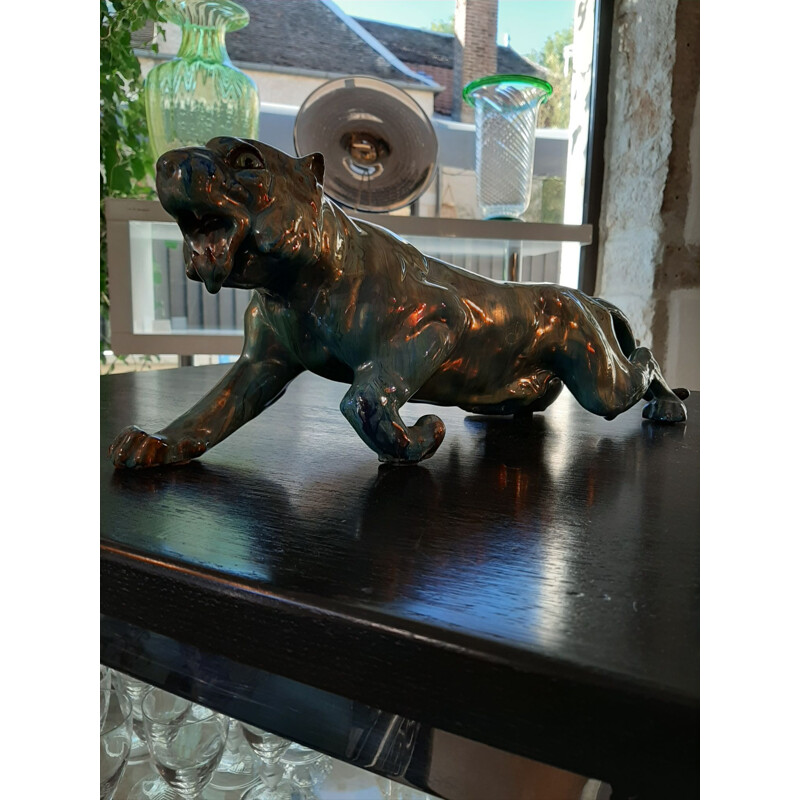 Vintage art nouveau panther sculpture from Rambervillers