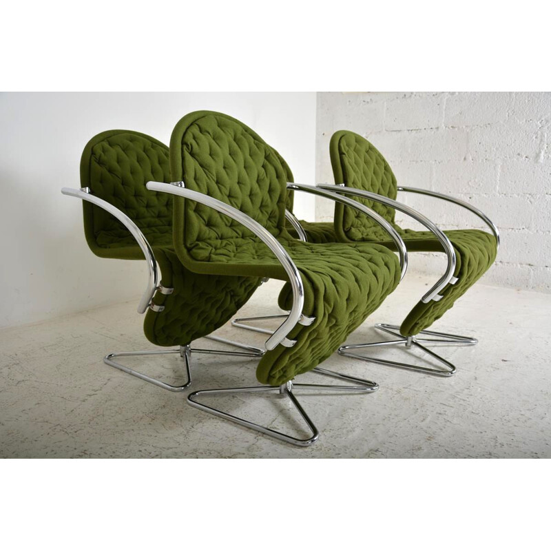 Suite of 4 vintage chairs 'System 123' by Verner Panton Fritz Hansen De Luxe Denmark 1970