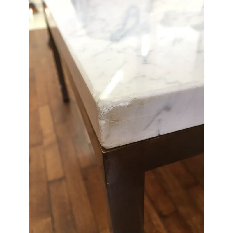 Table basse vintage carrée marbre par Florence Knoll, 1970