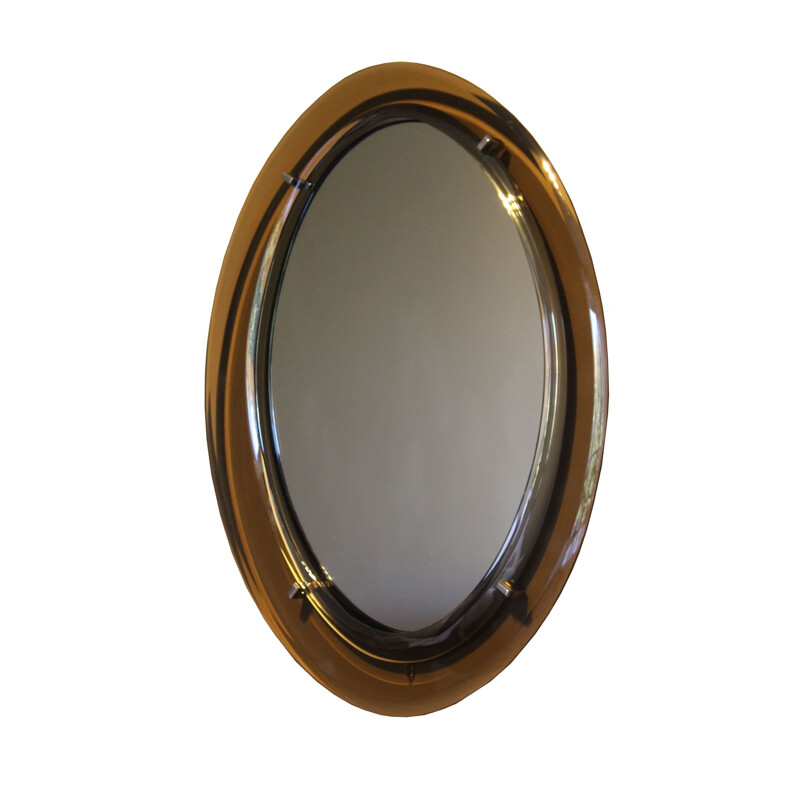 Vintage Oval Mirror Cristal Art 1970