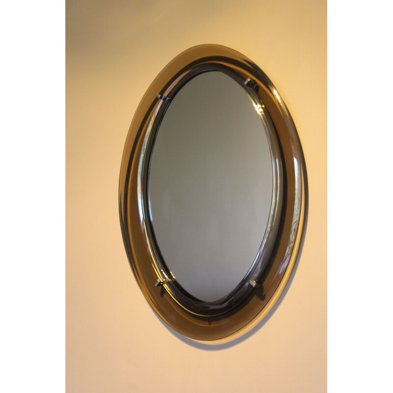 Vintage Oval Mirror Cristal Art 1970