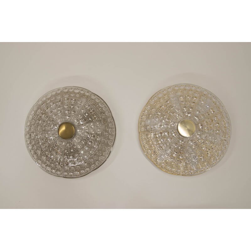 Pair of vintage glass ceiling lights by Carl Fagerlund for Lyfa, 1970