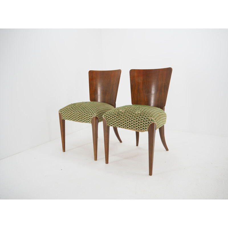 Pair of vintage Dining Chairs H-214 for UP Závody Art Deco Jindrich Halabala 1940s
