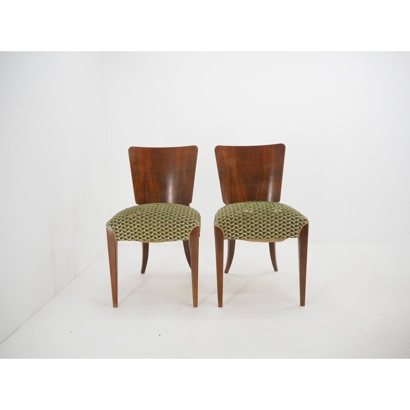 Pair of vintage Dining Chairs H-214 for UP Závody Art Deco Jindrich Halabala 1940s