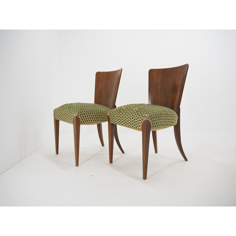 Pair of vintage Dining Chairs H-214 for UP Závody Art Deco Jindrich Halabala 1940s