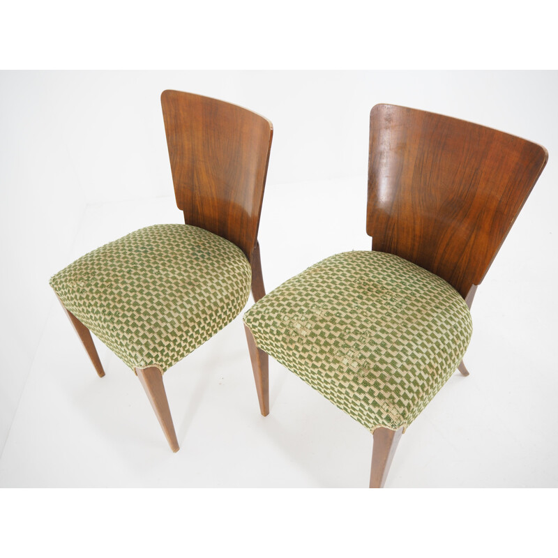 Pair of vintage Dining Chairs H-214 for UP Závody Art Deco Jindrich Halabala 1940s