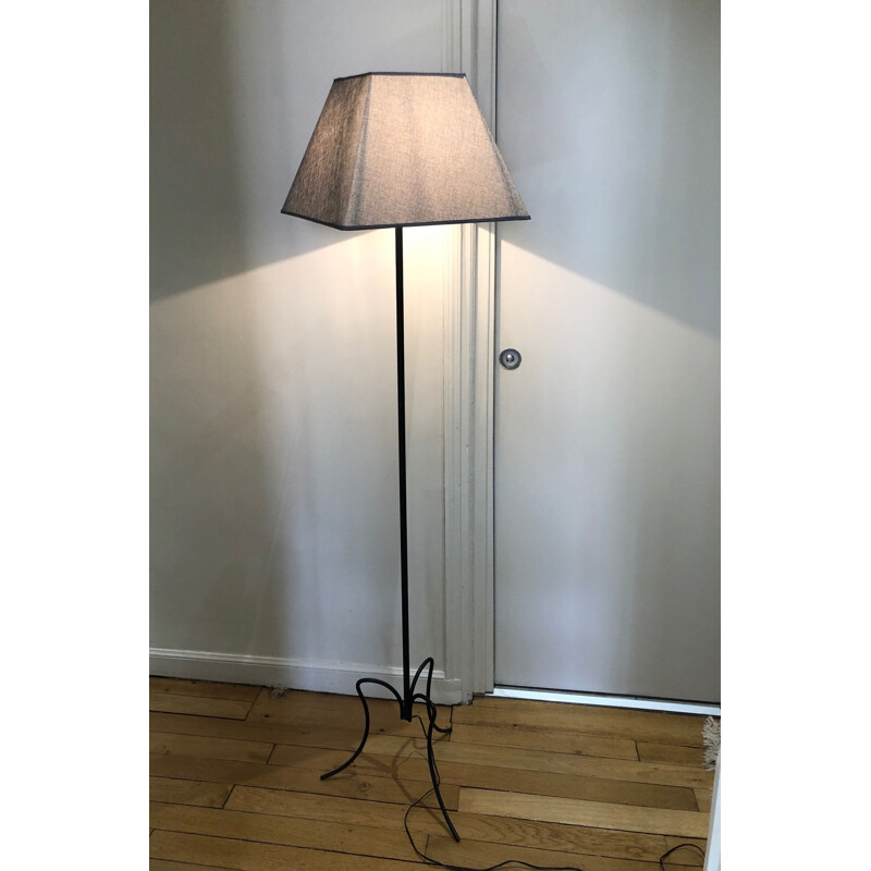 Vintage black lacquered metal floor lamp 1950