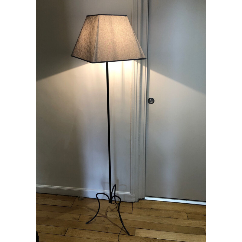 Vintage black lacquered metal floor lamp 1950