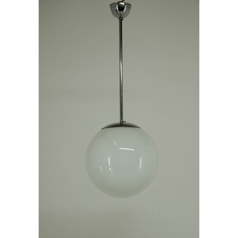 Lampada a sospensione vintage minimalista Bauhaus in cromo, 1930