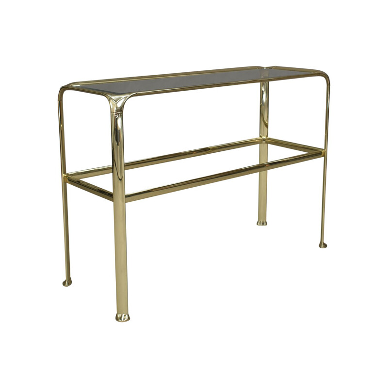 Vintage Console table in brass and glass by Mauro Lipparini Italy 1970