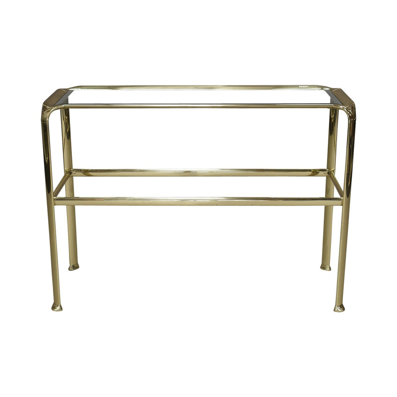 Vintage Console table in brass and glass by Mauro Lipparini Italy 1970