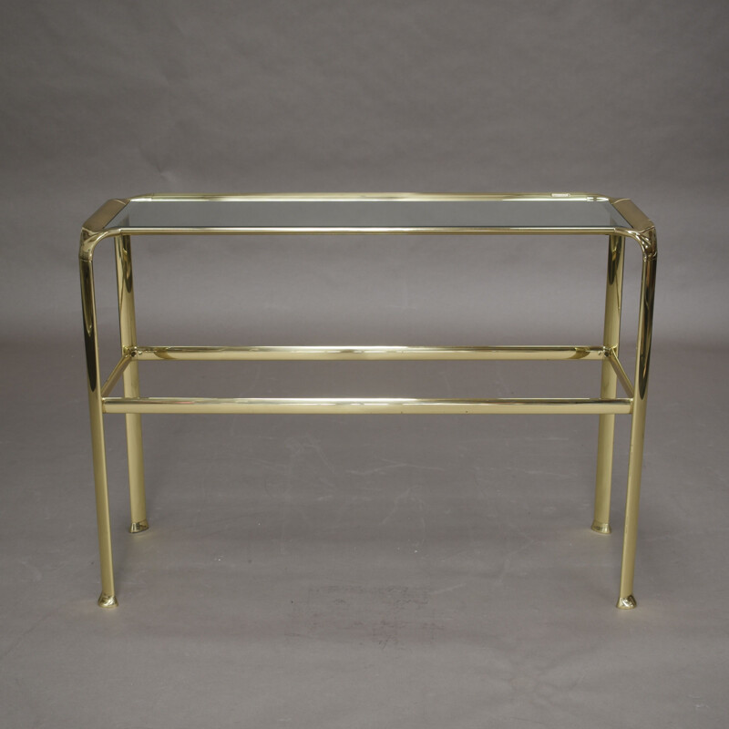 Vintage Console table in brass and glass by Mauro Lipparini Italy 1970