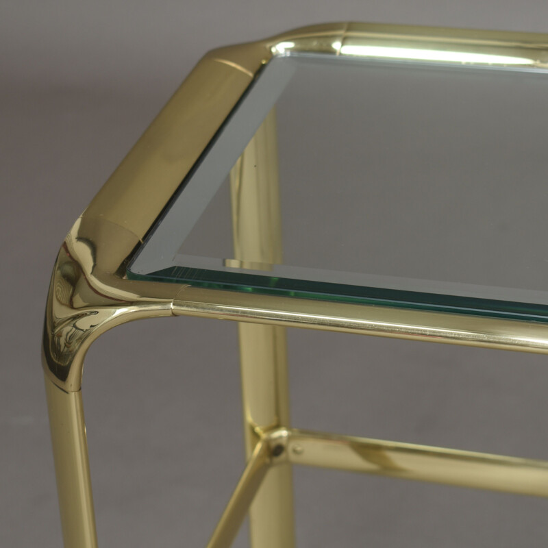 Vintage Console table in brass and glass by Mauro Lipparini Italy 1970