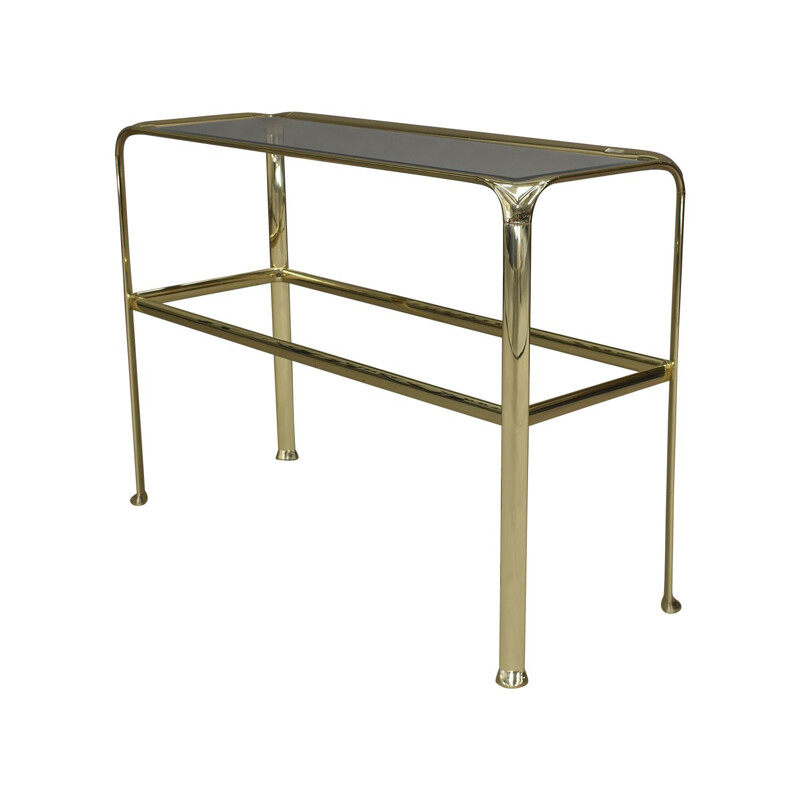 Vintage Console table in brass and glass by Mauro Lipparini Italy 1970