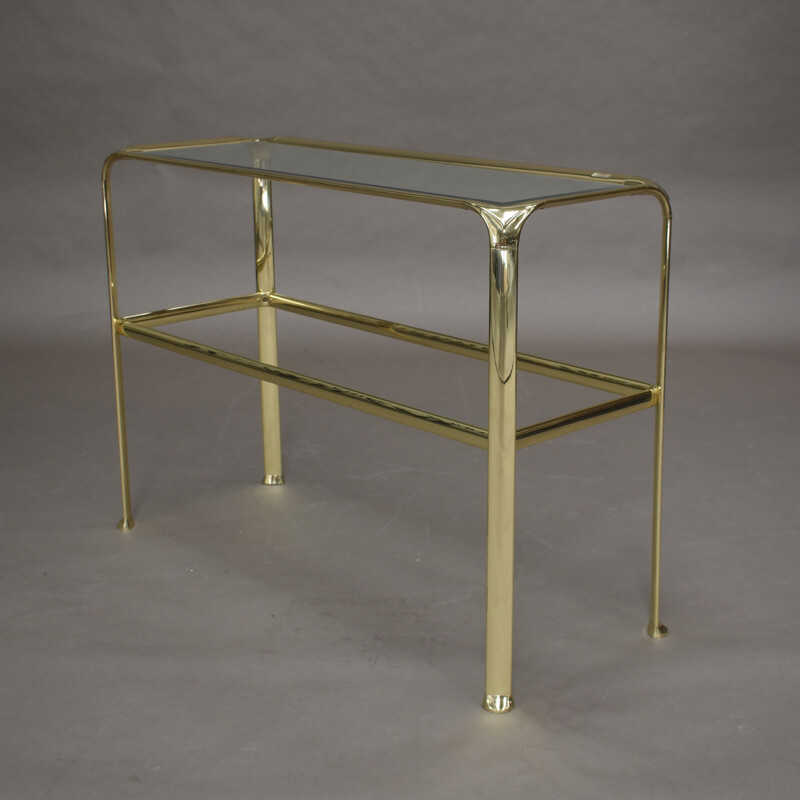 Vintage Console table in brass and glass by Mauro Lipparini Italy 1970