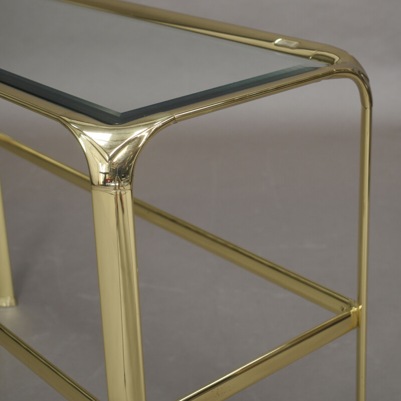 Vintage Console table in brass and glass by Mauro Lipparini Italy 1970