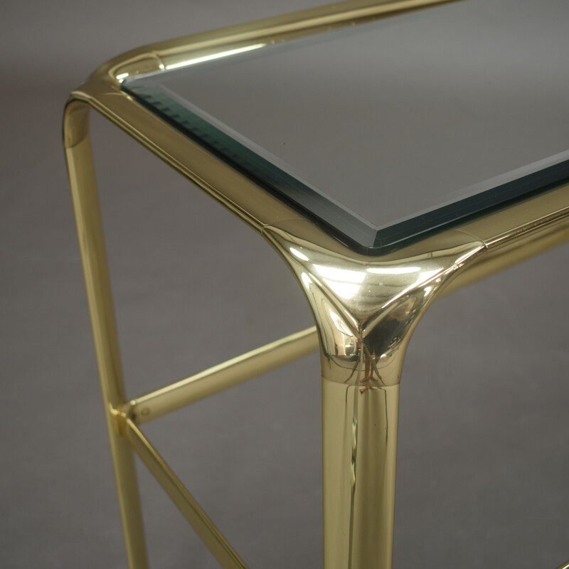 Vintage Console table in brass and glass by Mauro Lipparini Italy 1970