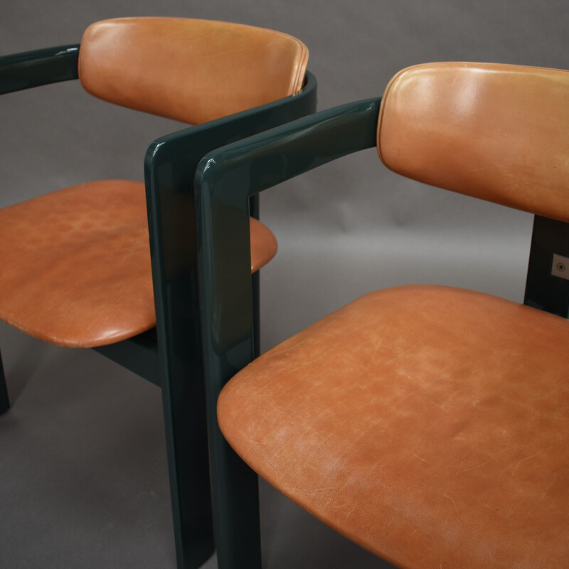 Ensemble de 4 chaises vintage Pamplona vert vintage par Augusto Savini pour Pozzi, Italie 1965