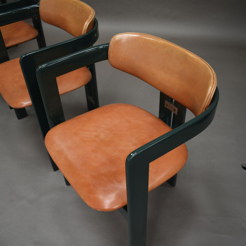 Ensemble de 4 chaises vintage Pamplona vert vintage par Augusto Savini pour Pozzi, Italie 1965