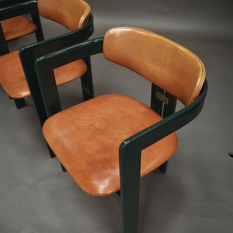 Ensemble de 4 chaises vintage Pamplona vert vintage par Augusto Savini pour Pozzi, Italie 1965