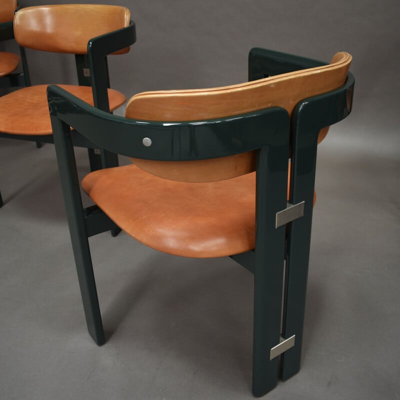 Ensemble de 4 chaises vintage Pamplona vert vintage par Augusto Savini pour Pozzi, Italie 1965
