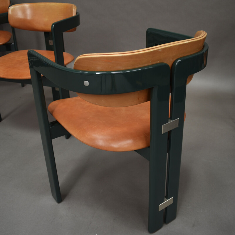 Set of 4 vintage green Pamplona chairs by Augusto Savini for Pozzi, Italy 1965