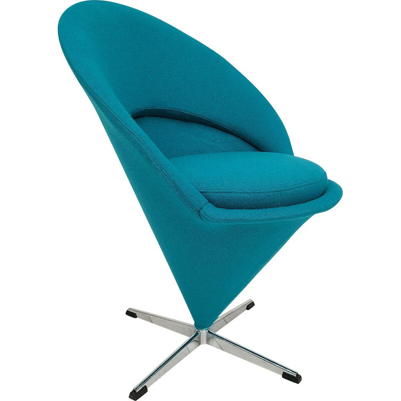 Vintage turquoise blue "Cone chair" by Verner Panton Danish 1970s