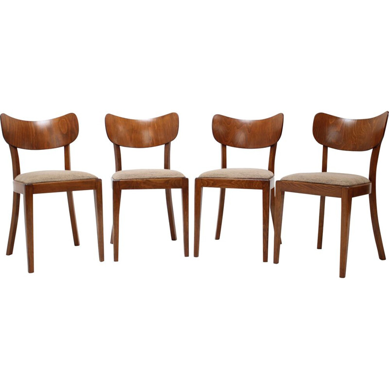 Set of 4 vintage dining chairs by Jindřich Halabala, 1960s