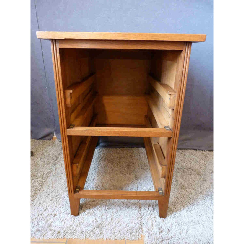 Two-drawers craft furniture in oakwood - 1950s 