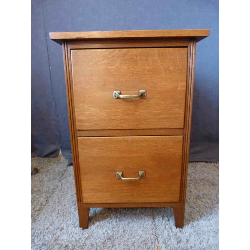 Two-drawers craft furniture in oakwood - 1950s 