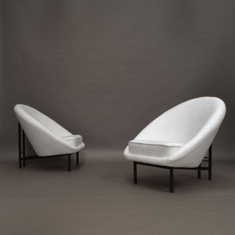 Pair of vintage f115 easy chairs by Theo Ruth for Artifirt Netherlands 1958