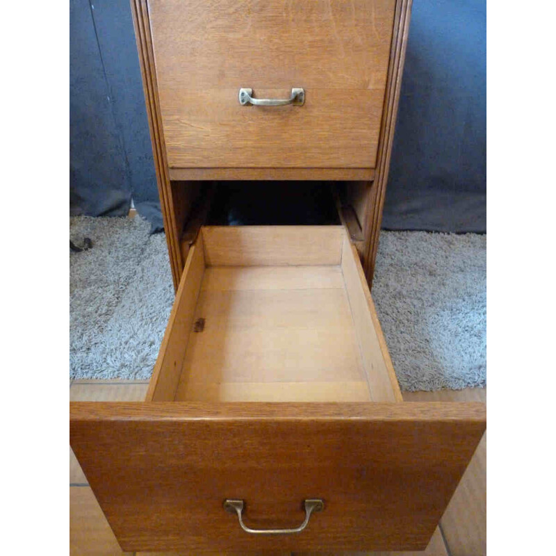 Two-drawers craft furniture in oakwood - 1950s 