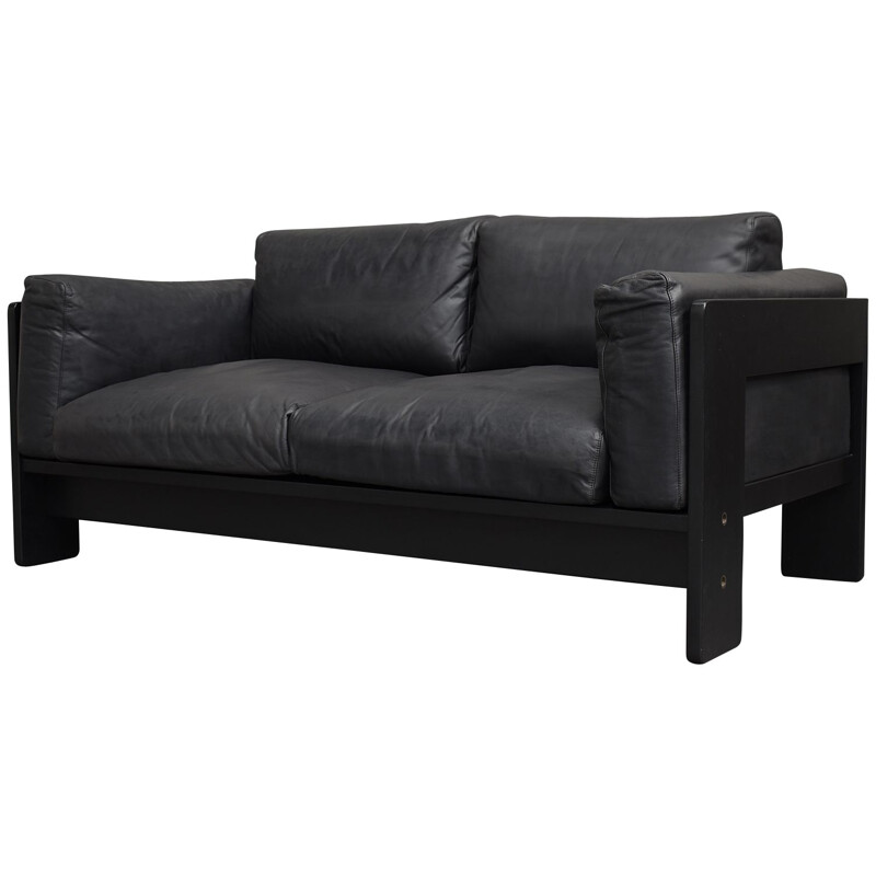 Vintage Black BASTIANO Sofa by Afra and Tobia Scarpa for KNOLL, Italy