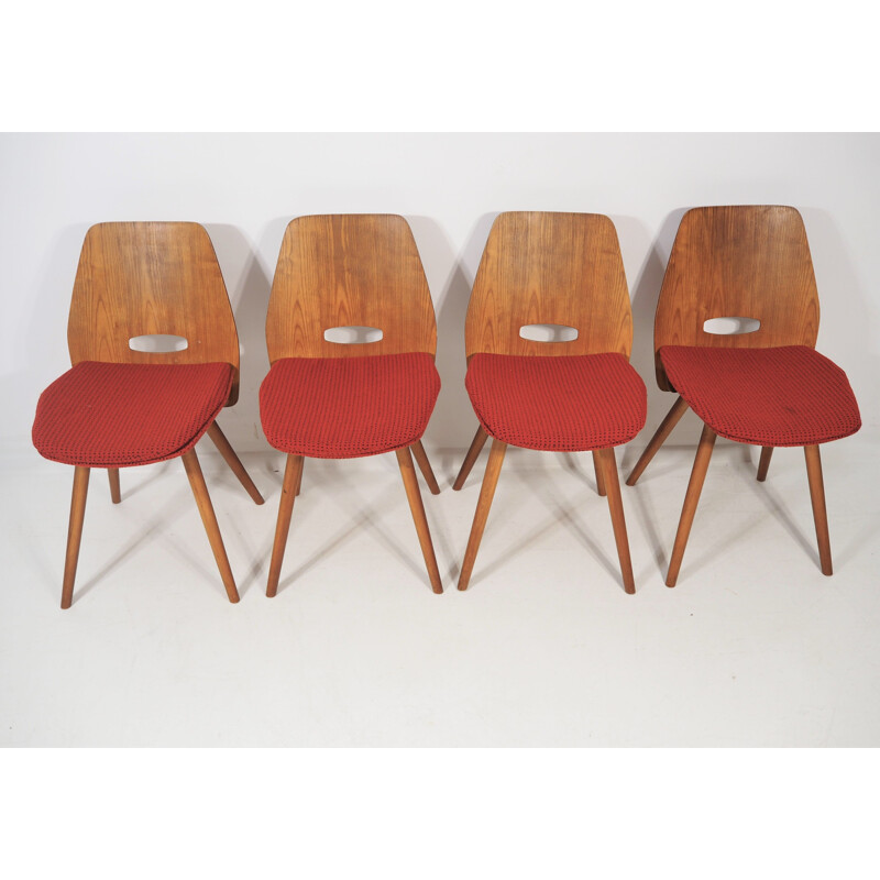 Set of 5 vintage Dining Chairs and Table Set from Tatra, 1970s