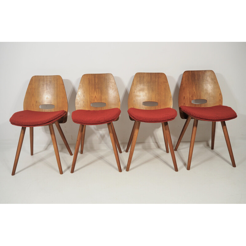 Set of 5 vintage Dining Chairs and Table Set from Tatra, 1970s