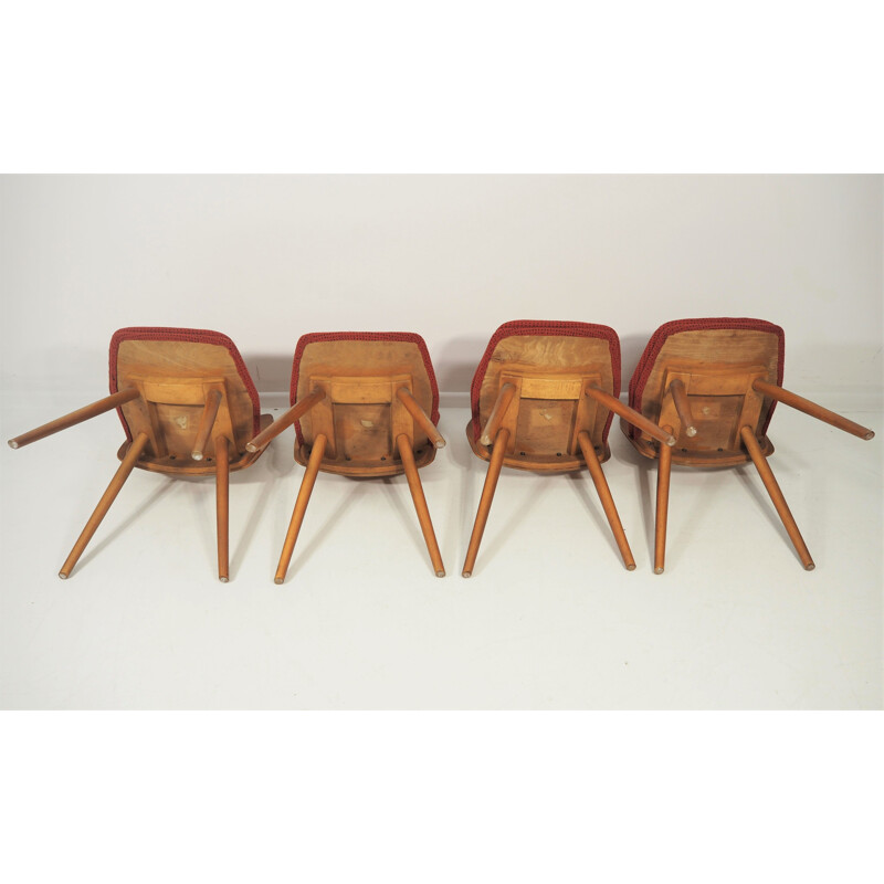 Set of 5 vintage Dining Chairs and Table Set from Tatra, 1970s