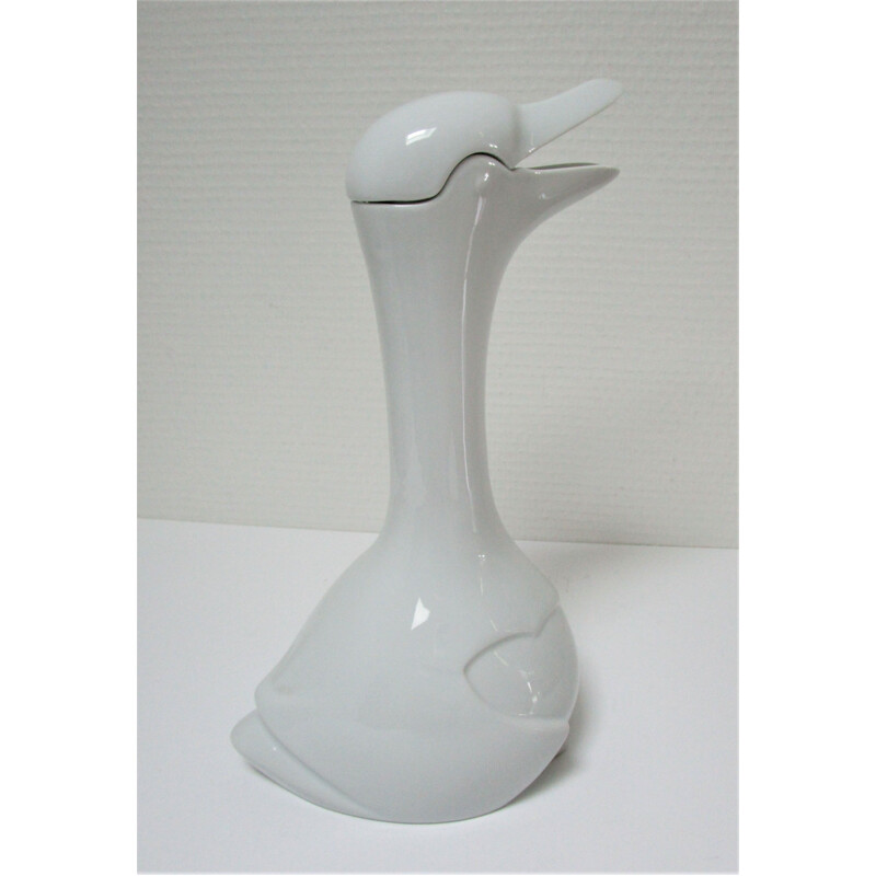 Vintage Pichet zoomorphic goose white porcelain Decanter 1980