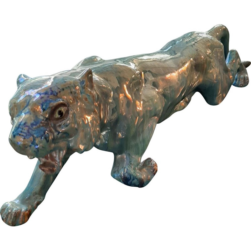 Vintage-Jugendstil-Pantherskulptur aus Rambervillers