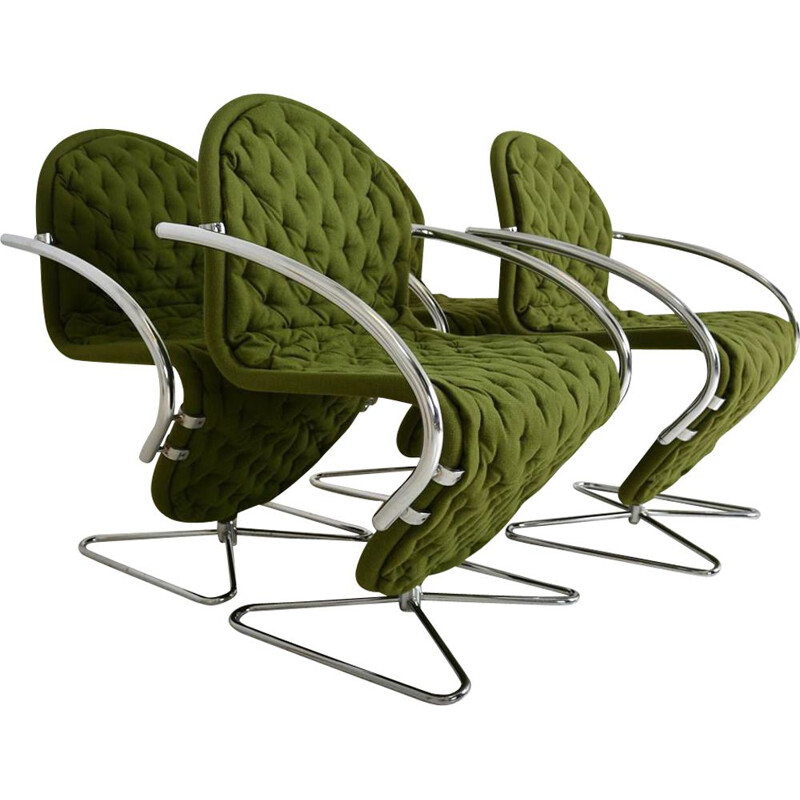 Suite of 4 vintage chairs 'System 123' by Verner Panton Fritz Hansen De Luxe Denmark 1970