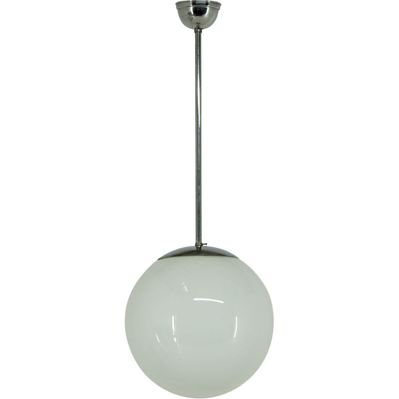 Lampada a sospensione vintage minimalista Bauhaus in cromo, 1930