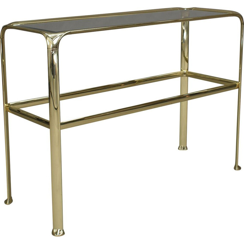 Vintage Console table in brass and glass by Mauro Lipparini Italy 1970