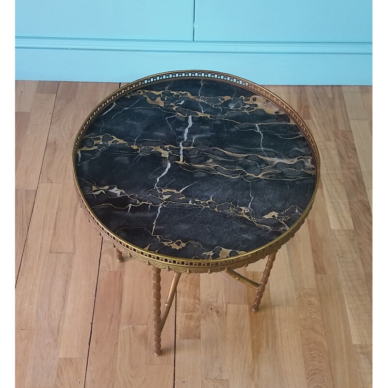 Mid century brass & marble side table 1960s
