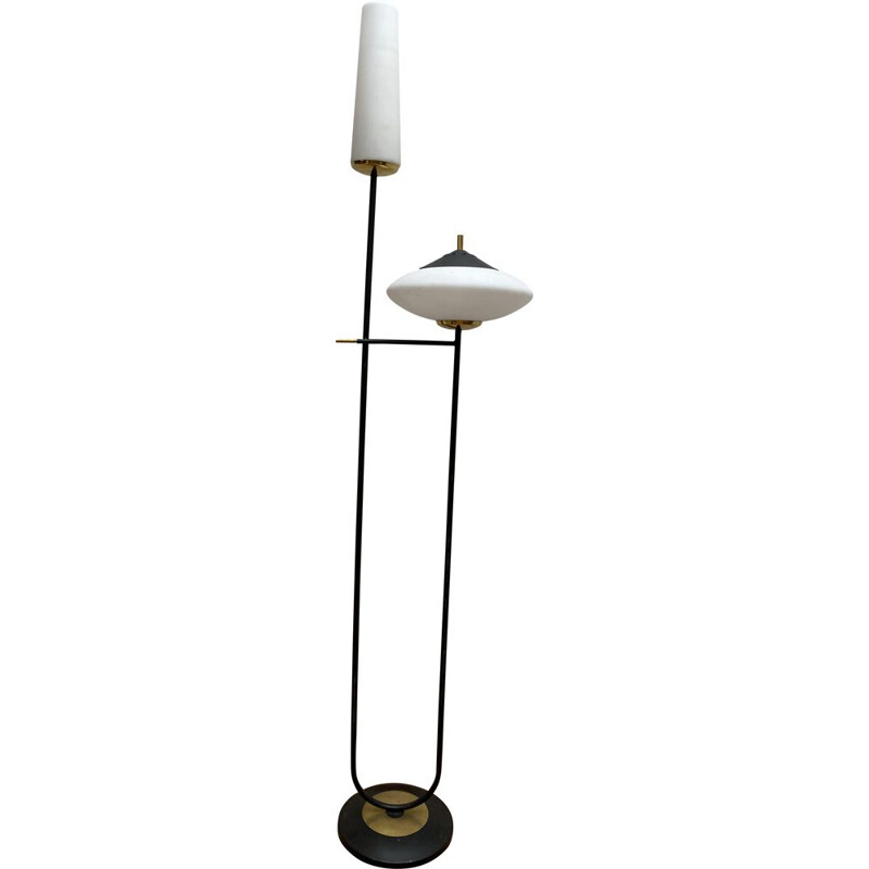 Lampadaire vintage Arlus deux opalines