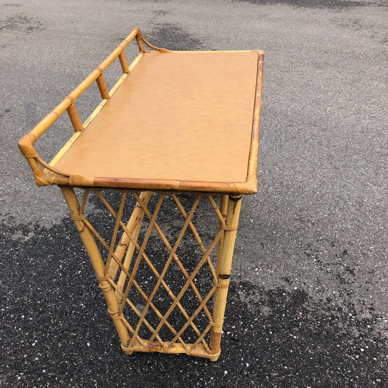 Vintage rattan desk and chair 1960 