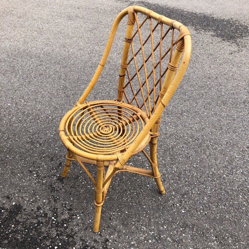 Vintage rattan desk and chair 1960 