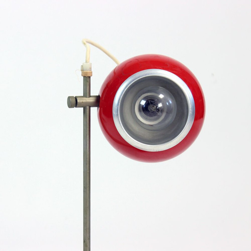 Vintage "The Eye" Table Lamp In Red Metal By Elektrofém, Hungary 1960s